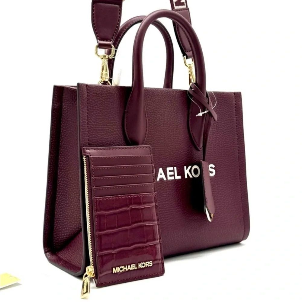 Michael Kors Mirella Small Crossbody Bag & Matching Card Case Wallet Ox Blood